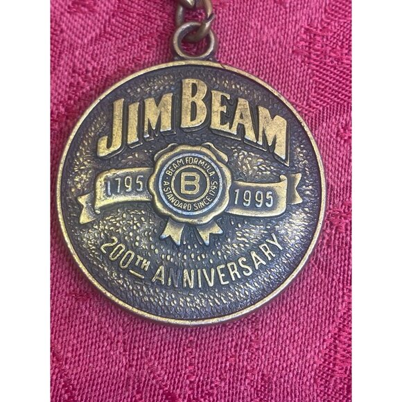 Vintage Jim Beam 200th Anniversary Keychain Fob Key Ring Brass - Picture 1 of 5